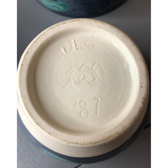 Artisan Pottery Ceramic Nesting Bowls Set Blue Turquoise 1987 Southwestern EUC - Picture 12 of 12